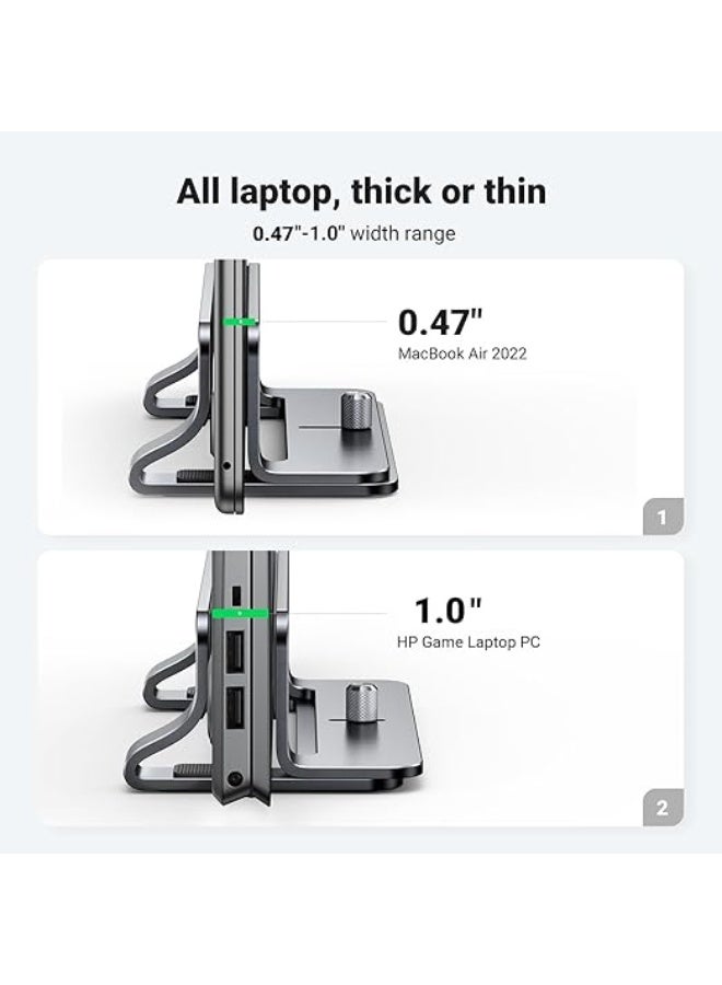 Adjustable Vertical Laptop Stand – Dual Slot Aluminum Desktop Holder – Space-Saving & Anti-Slip Dock for Laptops and Tablets - Image 3