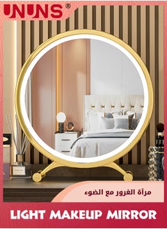 UNUNS Large Vanity Mirror With Lights,Round LED Makeup Mirror,Light Up Mirror Makeup Mirror With Lights For Bedroom Tabletop,Smart Touch Control 3 Colors Dimmable  - Image 1