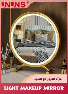 UNUNS Large Vanity Mirror With Lights,Round LED Makeup Mirror,Light Up Mirror Makeup Mirror With Lights For Bedroom Tabletop,Smart Touch Control 3 Colors Dimmable  - Image 4