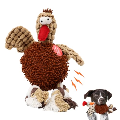 SPOT Gigglers Chicken Dog Toy with Giggle Sound, Textured Plush Tug Toy with Rope Legs, 12" for Small and Medium Dog Breeds - Image 1