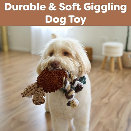 SPOT Gigglers Chicken Dog Toy with Giggle Sound, Textured Plush Tug Toy with Rope Legs, 12" for Small and Medium Dog Breeds - Image 2