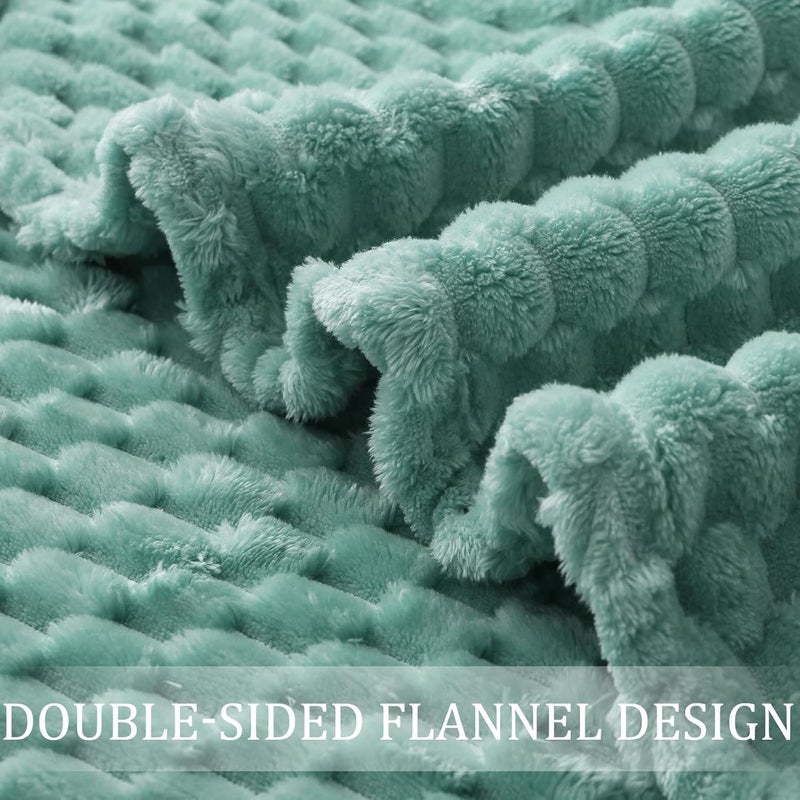 Extra Large Soft Fleece Throw Blanket, 50x70 Inches Stylish Jacquard Throw Blanket for Couch, Fuzzy Cozy Lightweight for All Seasons, Celadon - Image 5