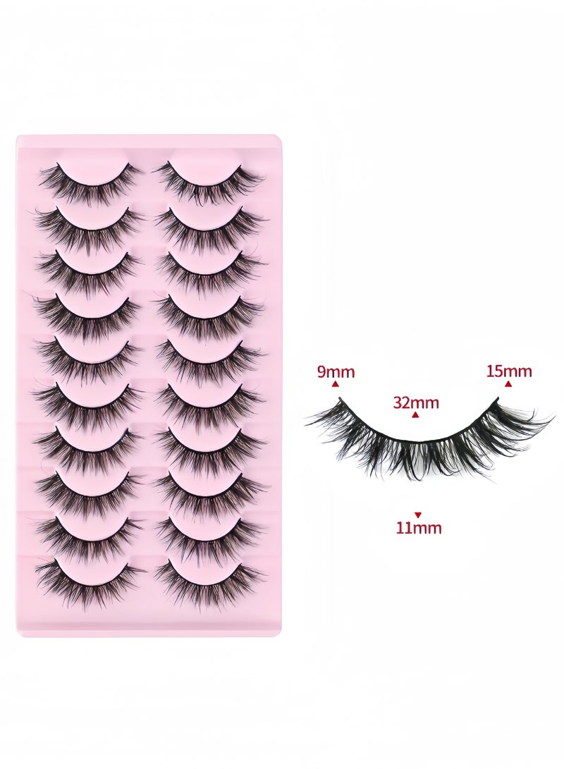 Fluffy False Eyelashes，Soft Curly Fake Lashes,Reusable Natural Curl False Eyelashes Ladies Party False Eyelashes for Make up (10 pairs) - Image 2