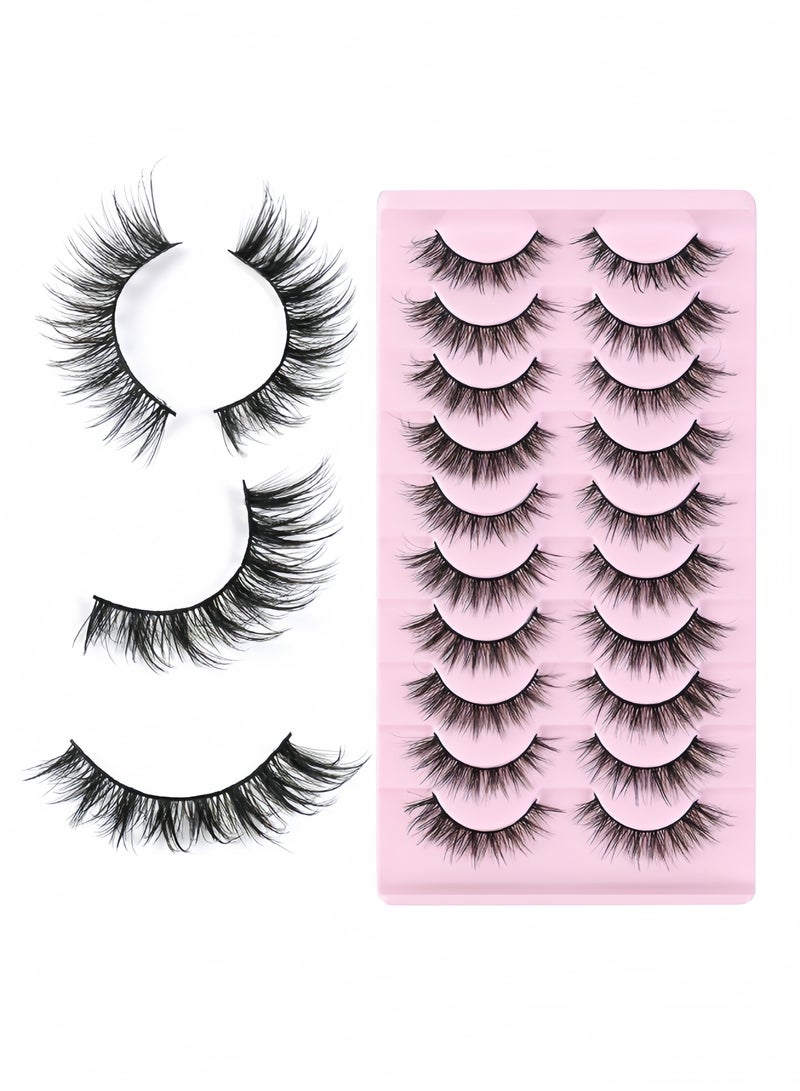 Fluffy False Eyelashes，Soft Curly Fake Lashes,Reusable Natural Curl False Eyelashes Ladies Party False Eyelashes for Make up (10 pairs) - Image 3
