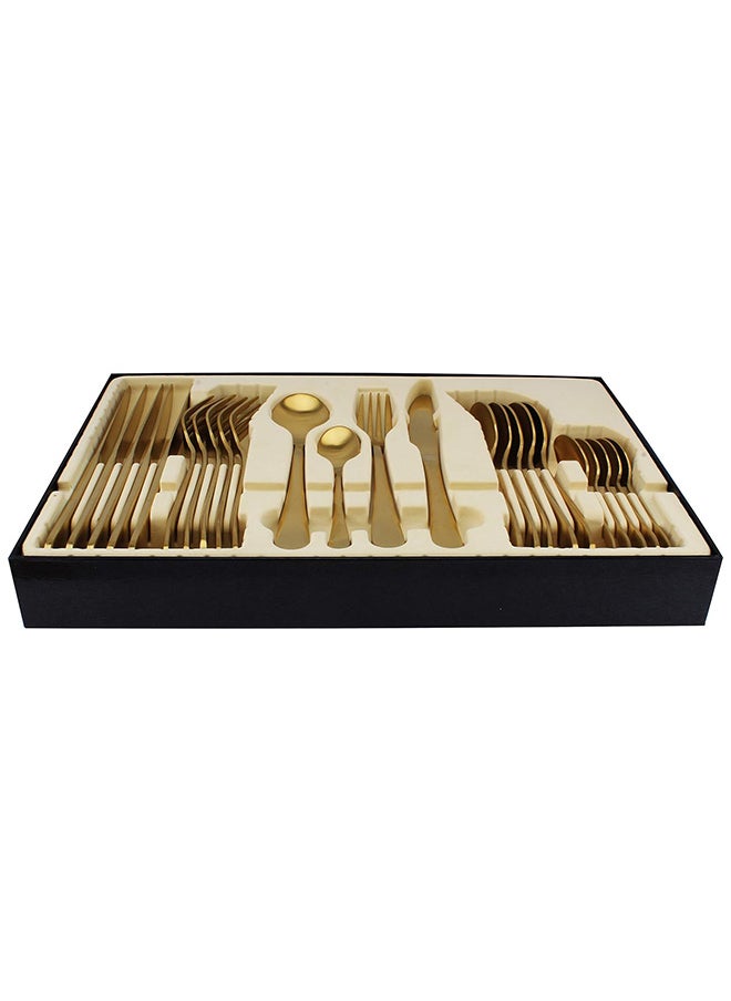 Home - JI Da Cutlery Set, 24 Piece set, 410 Stainless Steel, 4mm, Matt Gold- CS-24-MG - Image 1