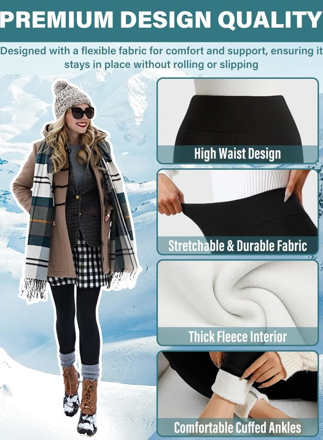 HEGALY Thick Fleece Lined Leggings for Women Tummy Control High Waisted Workout Thermal Warm Soft Yoga Pants for Cold Winter, White, XXL - Image 5