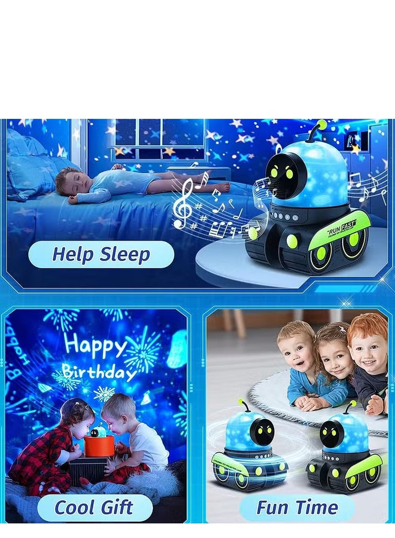 Robot Night Light Projector For Room Decor with 12 Films and 15 Sounds, USB Rechargeable, Portable Star Projector - Image 3