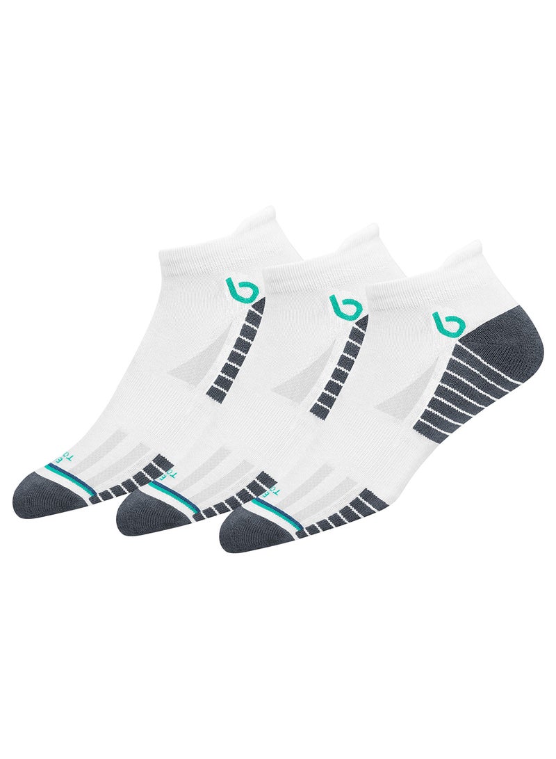BAMBOS BAMBOS Unisex Eco Touch Athletic Ankle Bamboo Socks for Men & Women Running, Badminton & Gym, Pack of 3 (Size UK 7-11, White) - Image 1