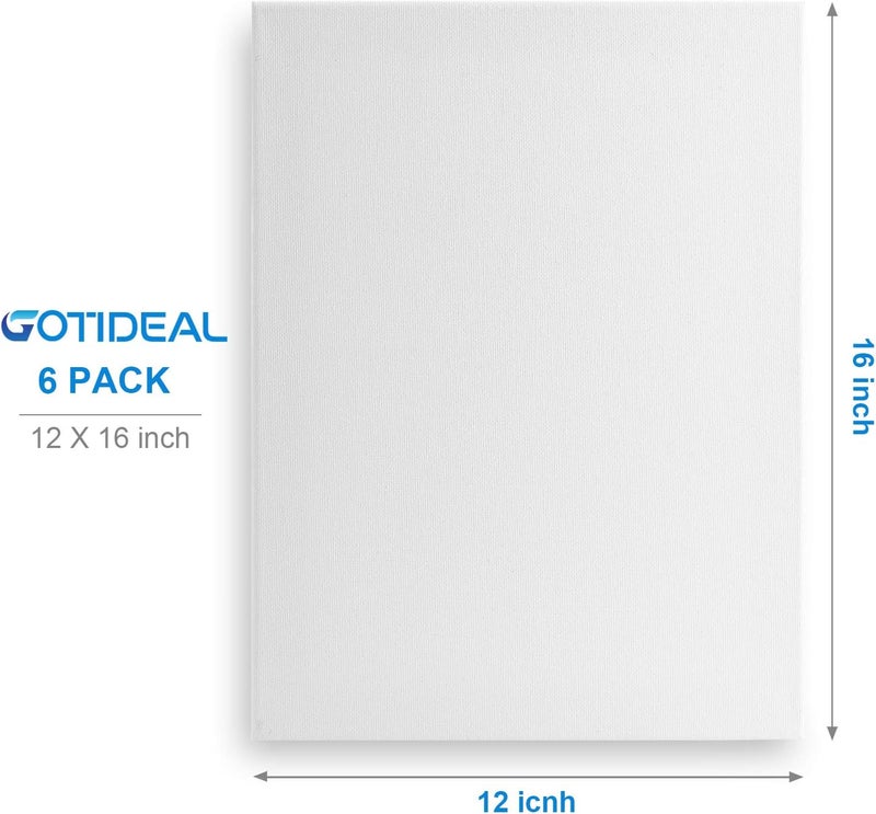 GOTIDEAL Canvases for Painting, 12x16 inch of 6 Pack, Professional Primed White Blank Flat Canvas Panels- 100% Cotton Artist Canvas Boards for Acrylics Painting, Oil Watercolor Tempera - Image 3