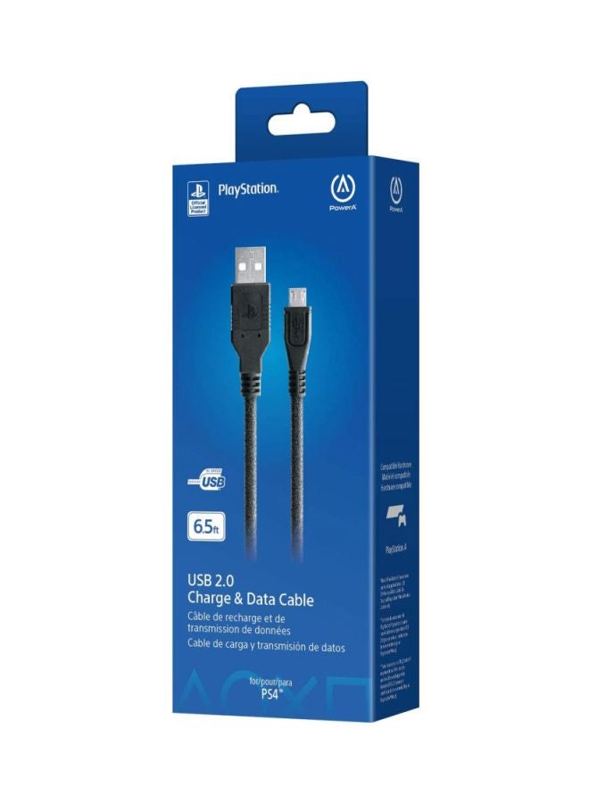 باور أيه كابل بمنفذ USB 2.0  للشحن ومزامنة البيانات لجهاز بلايستيشن 4 أسود - Image 5