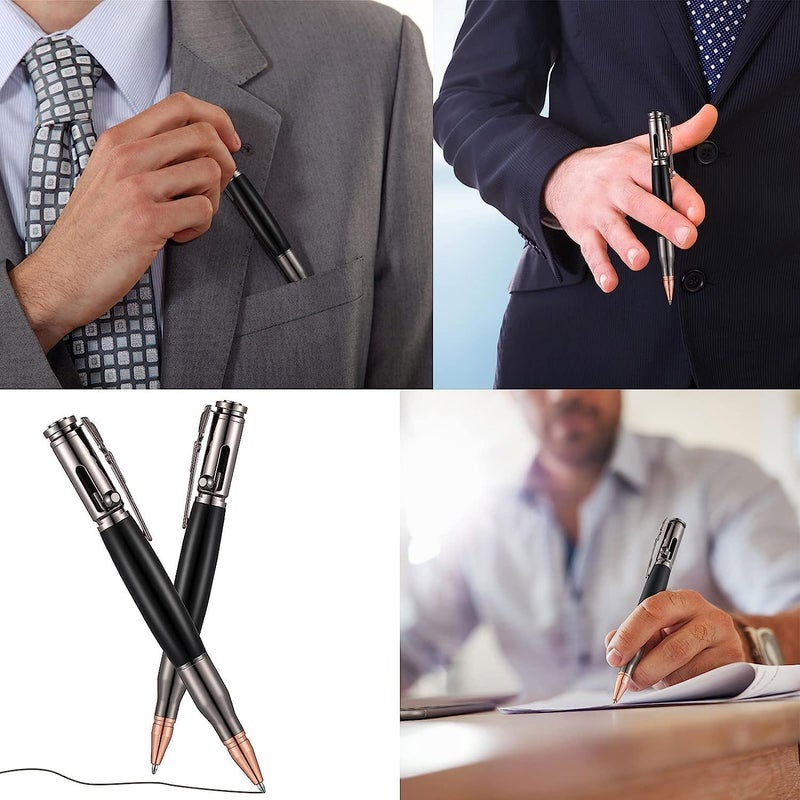 Excefore Expert Ballpoint Pen, 3Pcs Bolt Action Pen, Bullet Shaped Metal Pen, Wood Ballpoint Solid Brass Pens With 3Pcs Black Ink Refills & 3 Present Boxes For Student, Executive, Office, Birthday, Souvenir - Image 5