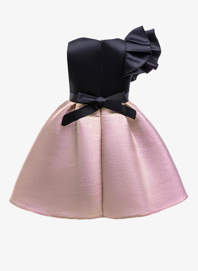 Take Two Girls Ruffled One Sleeve Dress With Bow Detail - Image 3
