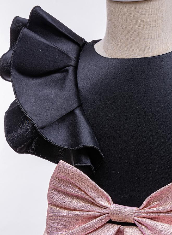 Take Two Girls Ruffled One Sleeve Dress With Bow Detail - Image 4