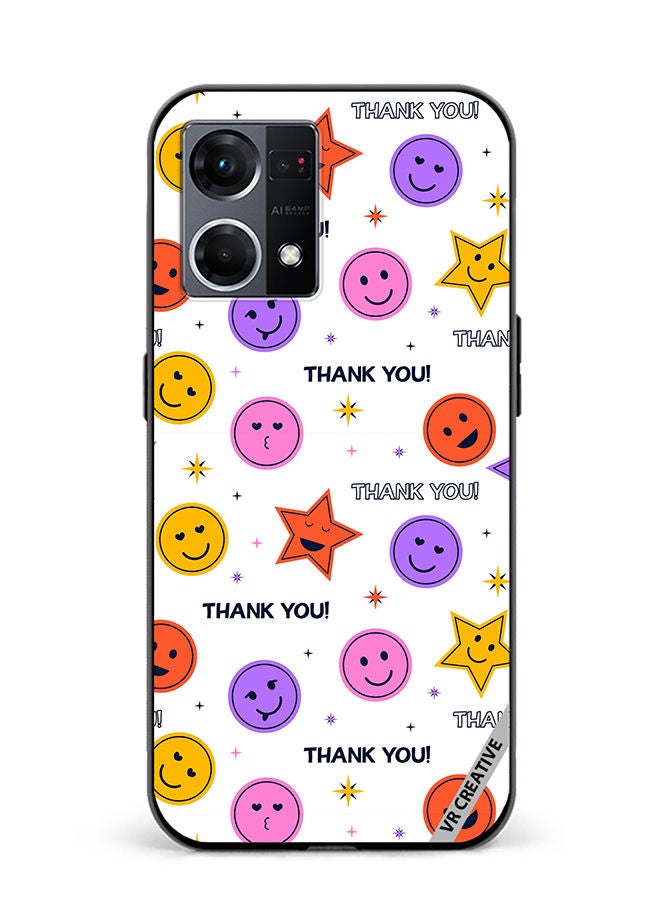 VR CREATIVE Protective Case Cover For Oppo Reno8 4G Thank You Seamless Design Multicolour - Image 1