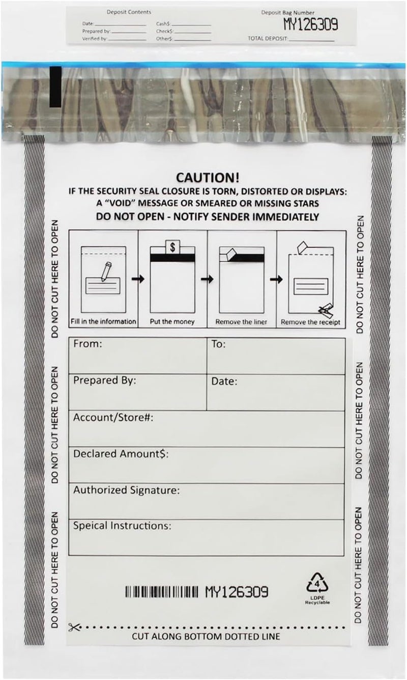 zmybcpack 500 Pack 6”x9” Clear FREEZFraud Deposit Bags, Tamper-Evident Security Bank Pocket, Cash register bags by - Image 1