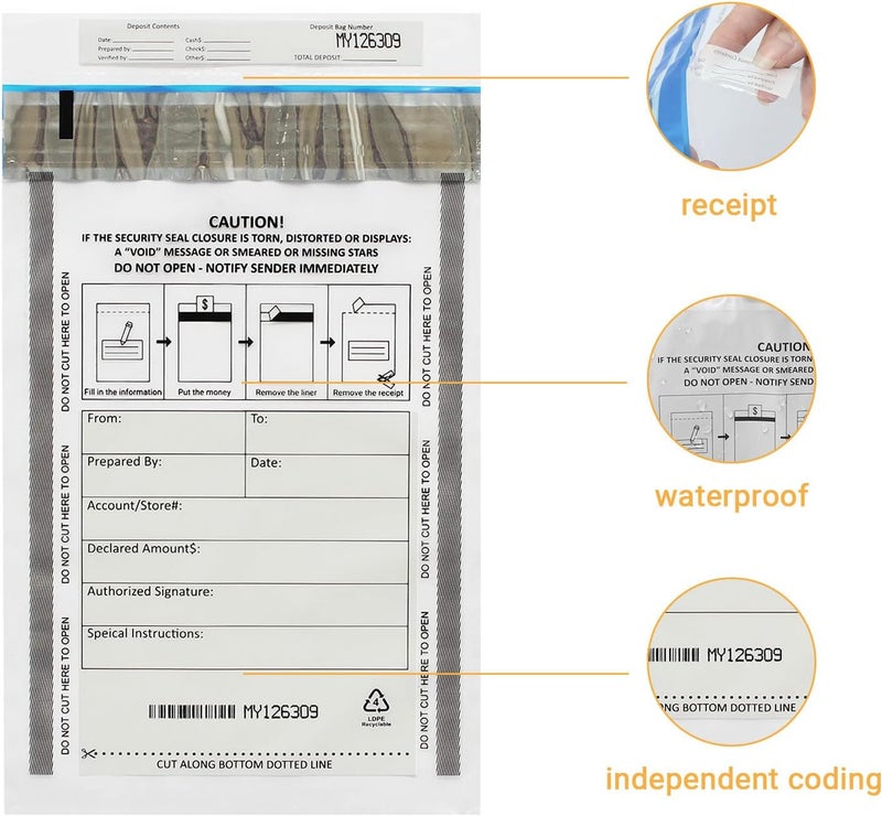 zmybcpack 500 Pack 6”x9” Clear FREEZFraud Deposit Bags, Tamper-Evident Security Bank Pocket, Cash register bags by - Image 3