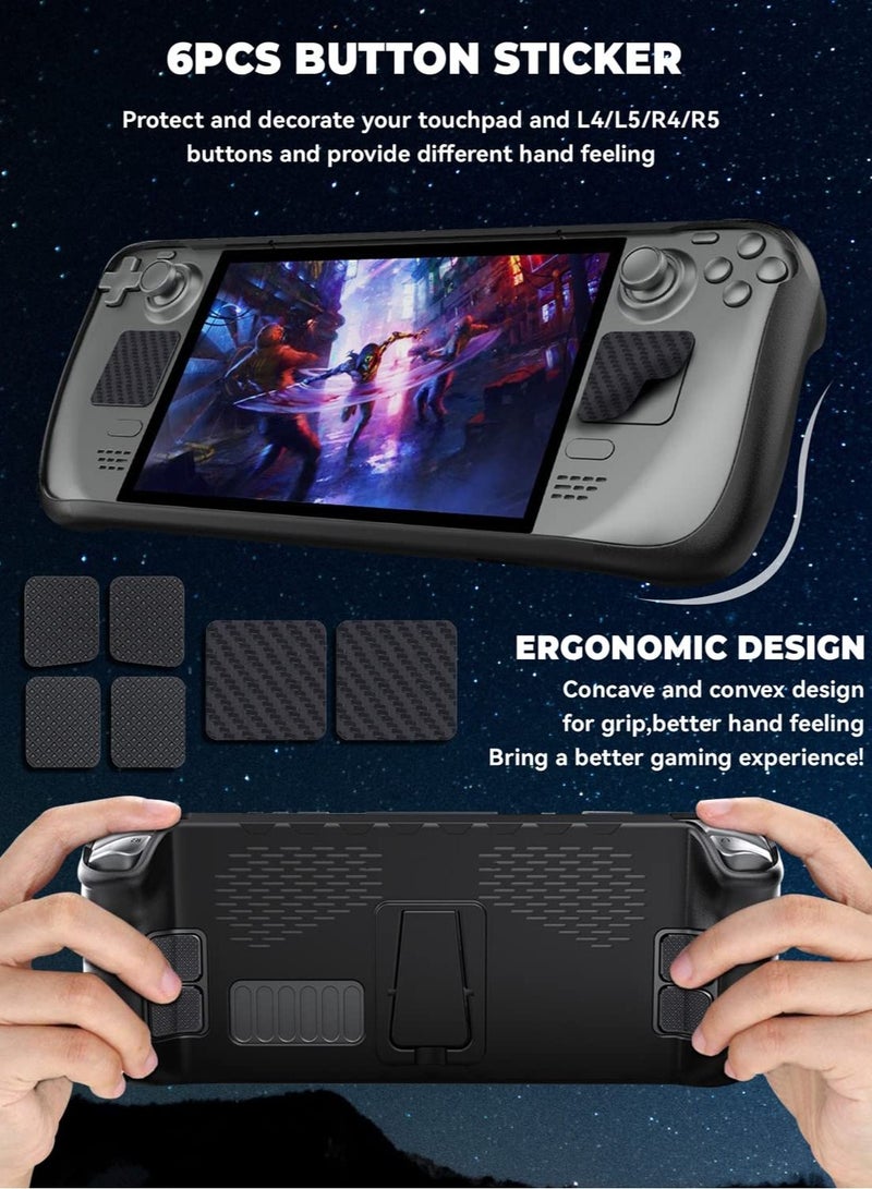 Steam Deck Protective Case with Kickstand TPU Protective Cover Case for Steam Deck with Stand Button Protect Stickers Accessories Compatible with Steam Deck - Image 4