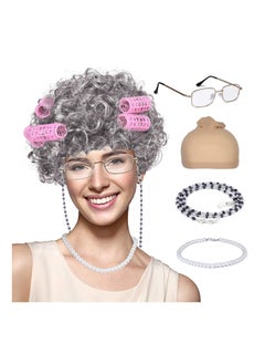 Old Lady Wig Costume for Women,100 Days of School Costume for Kids Girls, Grandma Granny Costume Wig for Cosplay