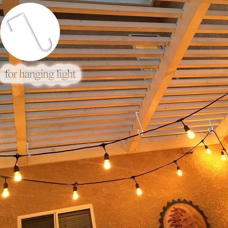 DINGEE Vinyl Fence Hooks 2x6 inch, Patio Light Hangers - 4 Pack White Powder Coated Steel Fence Hooks for Hanging Plants, Planters, Bird Feeders, Lights - Image 3