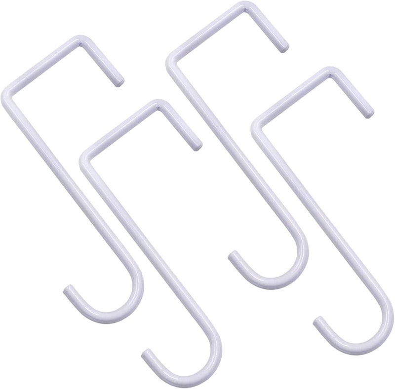 DINGEE Vinyl Fence Hooks 2x6 inch, Patio Light Hangers - 4 Pack White Powder Coated Steel Fence Hooks for Hanging Plants, Planters, Bird Feeders, Lights - Image 1
