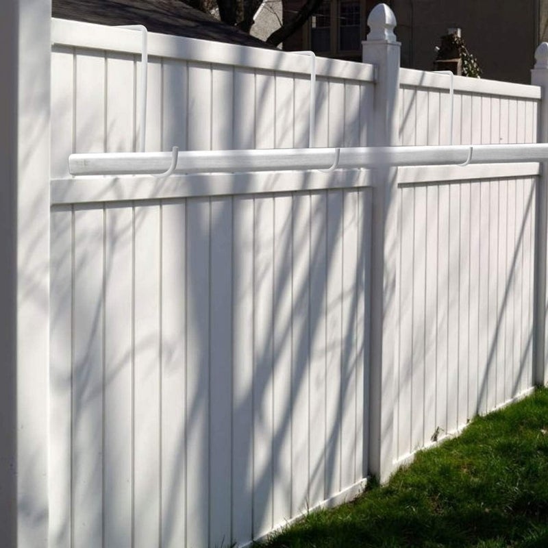 DINGEE Vinyl Fence Hooks 2x6 inch, Patio Light Hangers - 4 Pack White Powder Coated Steel Fence Hooks for Hanging Plants, Planters, Bird Feeders, Lights - Image 4