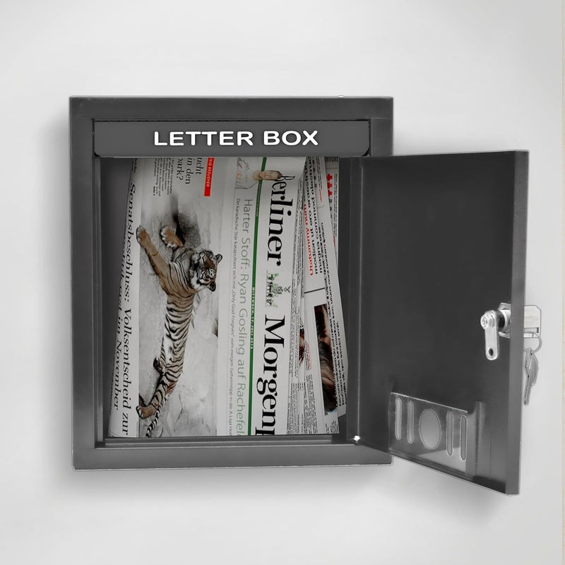 PLANET Letter Box for Home/Wall Mount Stand/Metal Wall Mount Shelf/Letter Box/Mail Box/Outdoor Mailboxes/Home Decor Items/Key Lock/Wall Mountable (Black) - Image 4