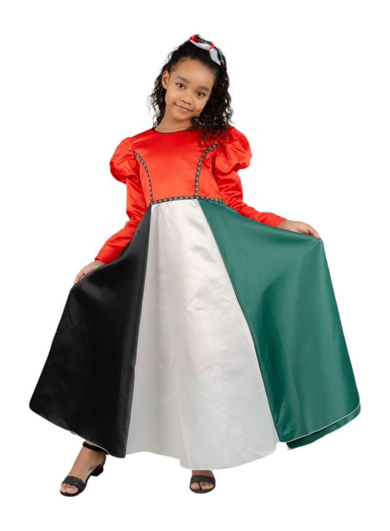 D'Daniela Color Block Maxi UAE National  Dress Full Sleeve - Image 1