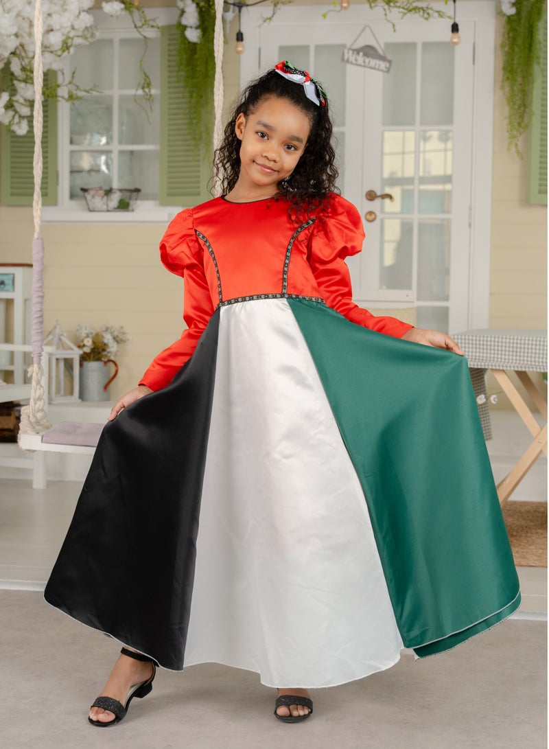 D'Daniela Color Block Maxi UAE National  Dress Full Sleeve - Image 2