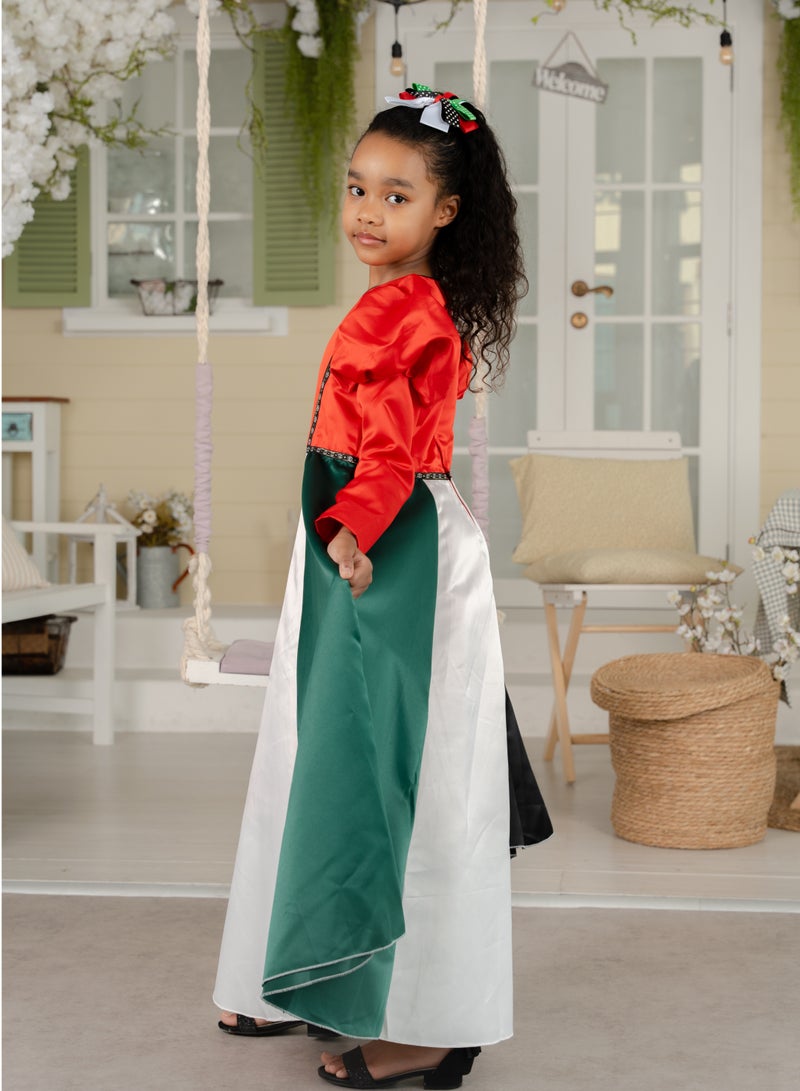 D'Daniela Color Block Maxi UAE National  Dress Full Sleeve - Image 4