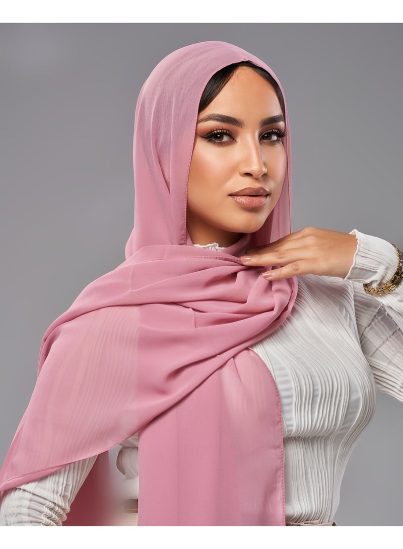 Lavezzi Soft Chiffon Hijab for Women, Solid Color Soft Chiffon Crepe Hijab Scarf – Long Fashion Hijabs Scarves - Muslim Scarf Hijab – Hijab Shawl - Modest Nut - Image 4