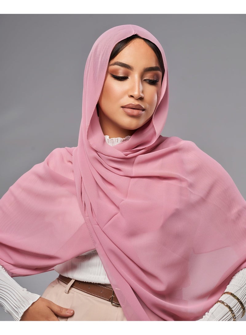 Lavezzi Soft Chiffon Hijab for Women, Solid Color Soft Chiffon Crepe Hijab Scarf – Long Fashion Hijabs Scarves - Muslim Scarf Hijab – Hijab Shawl - Modest Nut - Image 3