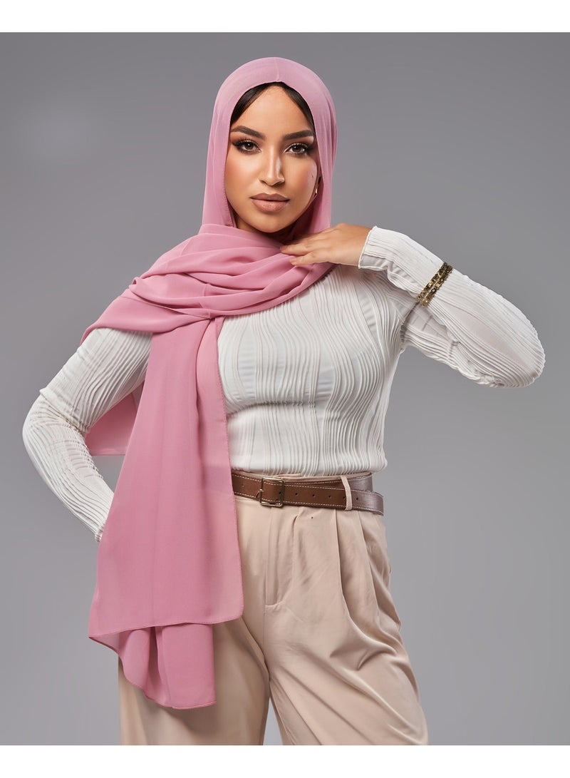 Lavezzi Soft Chiffon Hijab for Women, Solid Color Soft Chiffon Crepe Hijab Scarf – Long Fashion Hijabs Scarves - Muslim Scarf Hijab – Hijab Shawl - Modest Nut - Image 2