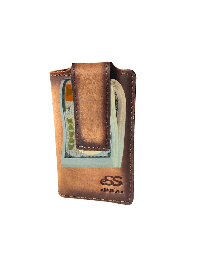 ESS Money Clip For Men - Rfid Blocking- Real Vegetable Tan Leather - Front Pocket Money Holder Wallet For Men Slim Minimalist- Teak -Best Cool Gifts For Dad - Image 2