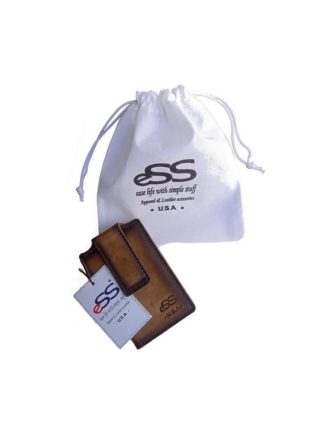 ESS Money Clip For Men - Rfid Blocking- Real Vegetable Tan Leather - Front Pocket Money Holder Wallet For Men Slim Minimalist- Teak -Best Cool Gifts For Dad - Image 5