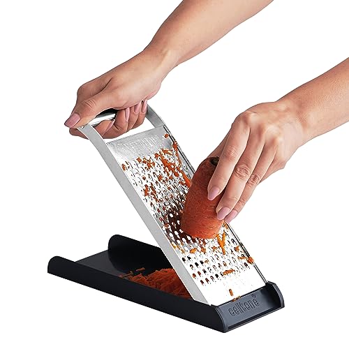 Celltone Stainless Steel Flat Vegetable Grater Slicer Fine Vegetable with Stand Container (SS Fine Grater) - Image 3