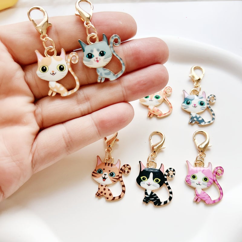 Mix Colors 15 Cat Pendant Keychain Set For Bag Car Phone Decor Gift - Image 1