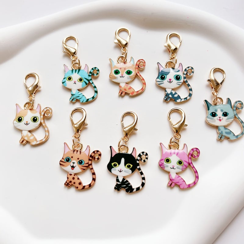 Mix Colors 15 Cat Pendant Keychain Set For Bag Car Phone Decor Gift - Image 3