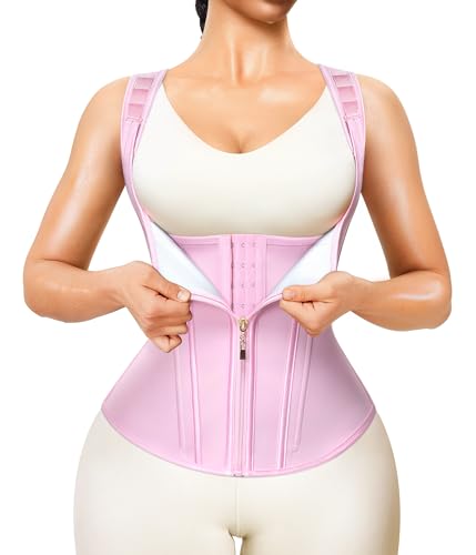 Junlan Waist Trainer for Women - Sauna Suit Sweat Vest for Working Out(Pink,Large) - Image 1
