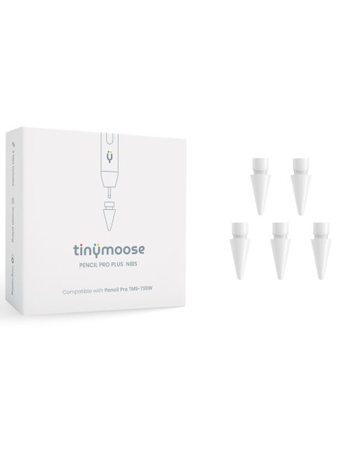 5 - Piece Nibs replacement made only for Tinymoose Pencil Pro Plus Stylus Pen for Smooth Writing and Long Lasting Use - White