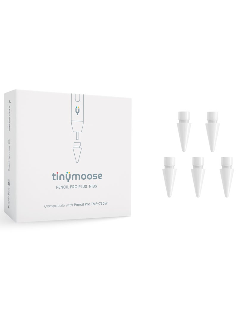 TinyMoose - 5 - Piece Nibs replacement made only for Tinymoose Pencil Pro Plus Stylus Pen for Smooth Writing and Long Lasting Use - White - Image 1
