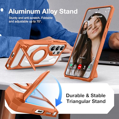 TONGATE Magnetic for Samsung Galaxy S26 Ultra Case with Stand and Privacy Screen Protector, Compatible with MagSafe, TPU Non-Slip Military Grade Protection Shockproof Phone Case for S26 Ultra, Orange - Image 5