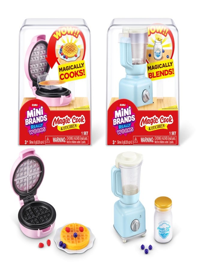 Mini Brands Really Works Magic Cook Kitchen Capsule Series 1 Waffle Maker & Blender Set by ZURU, Capsules of Miniature Real Working Kitchen Appliances, Non-Edible Collectible Toy Mystery Capsule - Image 1