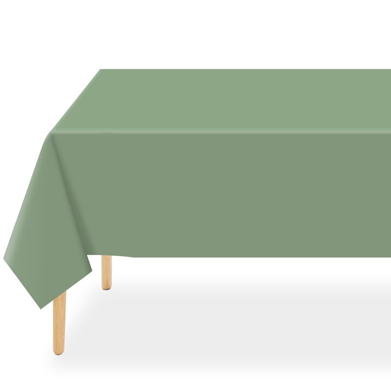 QIKSION 2 Pack Sage Green Plastic Tablecloth Disposable Table Covers Light Green Table Cloths for Birthday Bridal Wedding Baby Shower Party Wedding  Fits 6 to 8 Foot Rectangle Tables (54 ? 108 Inch) - Image 1