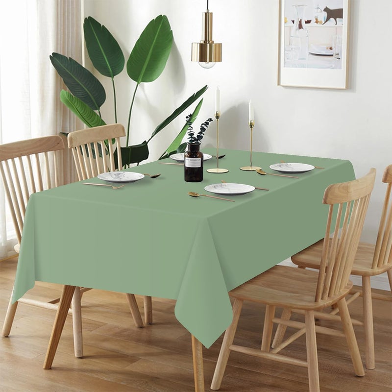QIKSION 2 Pack Sage Green Plastic Tablecloth Disposable Table Covers Light Green Table Cloths for Birthday Bridal Wedding Baby Shower Party Wedding  Fits 6 to 8 Foot Rectangle Tables (54 ? 108 Inch) - Image 2