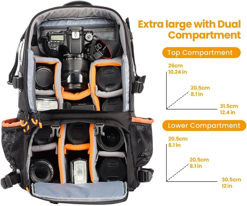 TARION Camera Backpack, Waterproof Photo Backpack DSLR Backpack Camera Bag for DSLR Cameras Digital - Image 3