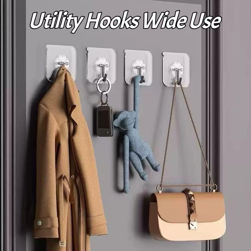 DDMY 36 Pack Heavy Duty Hooks Self Adhesive Large Hooks for Hanging,Wall Transparent Reusable Waterproof Hook for Kitchen Curtain Towel Hook for Bathrooms Coat Hook for Walls No Damage - Image 2