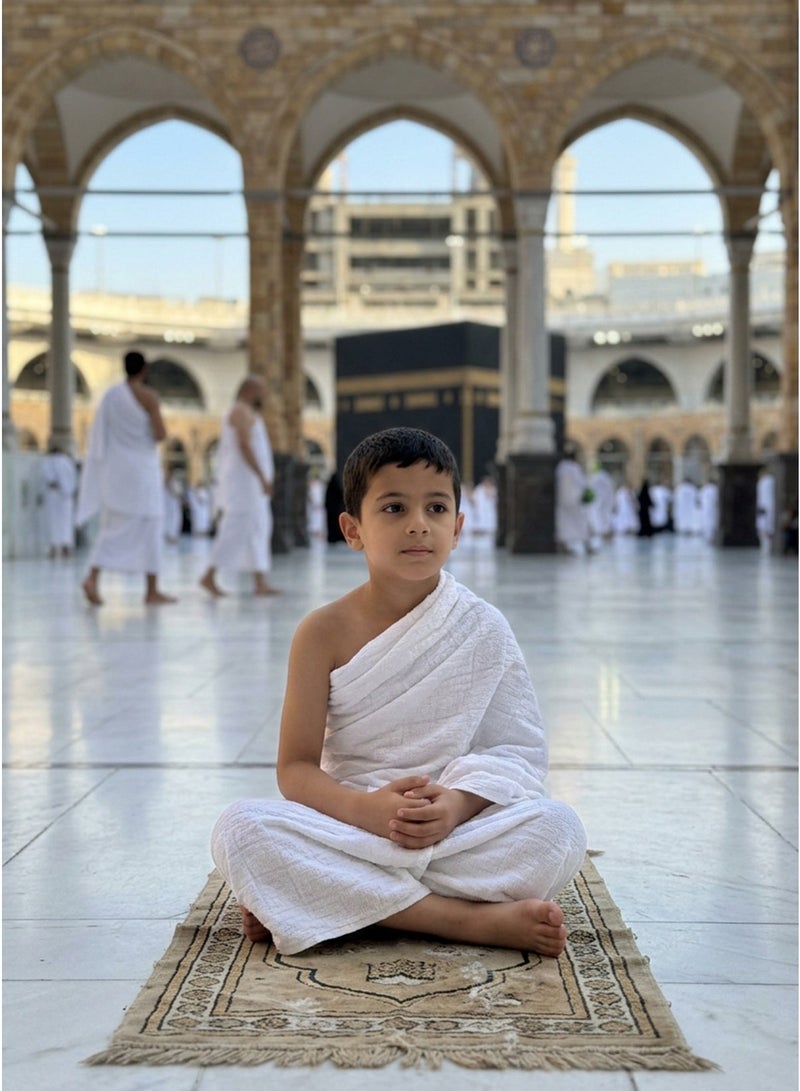 EBREEZZ Ihram Hajj & Umrah for Kids by EBREEZZ, Boys Ahram Towel Set (7-13 years), 100% Pure Cotton, 75x150cm, 2 Pieces. - Image 1