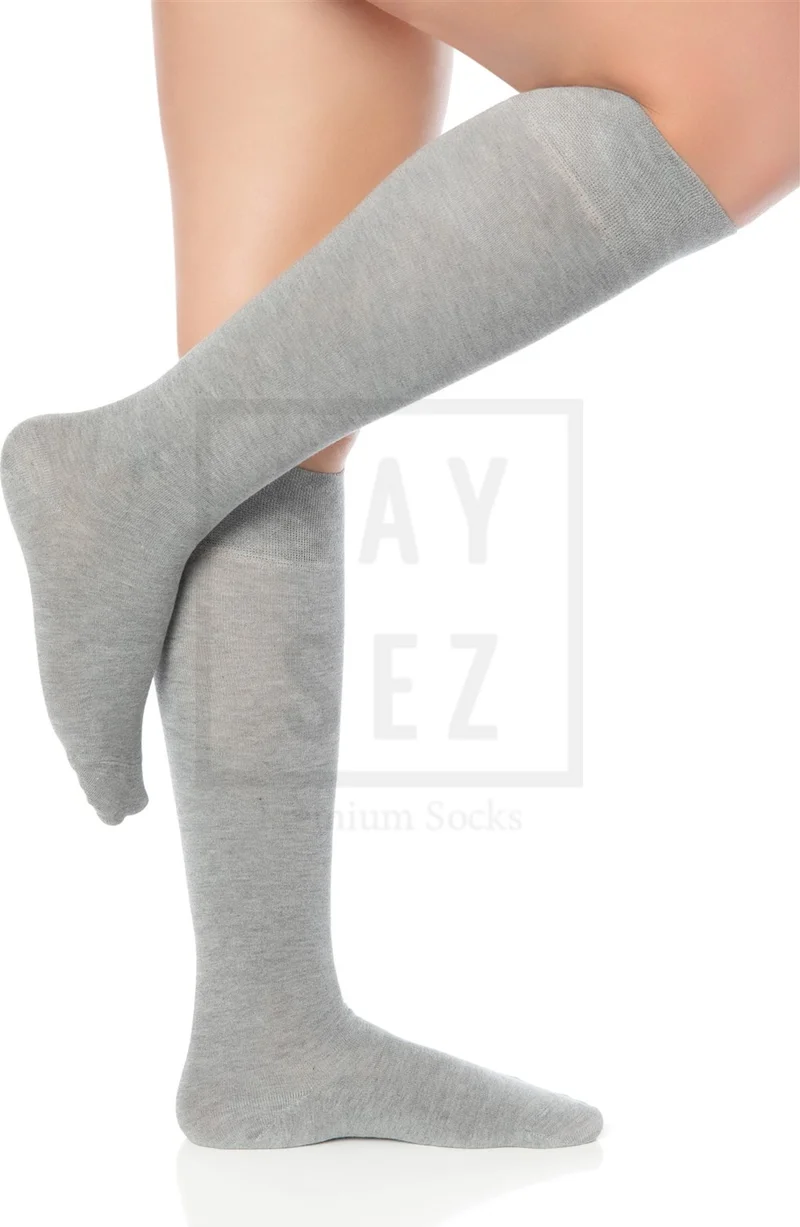Saysez Bamboo Women's Knee Length Premium Solid Color Soft Long Seamless Socks 3 Pack / No Skin Showing Socks