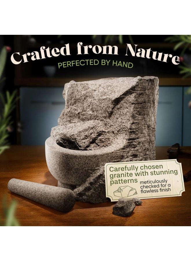 ChefSofi Mortar and Pestle Set - Unpolished Heavy Granite for Enhanced Performance and Organic Appearance - INCLUDED: Anti-Scratch Protector + Italian Recipes EBook - 6 Inch, 2 Cup-Capacity - Image 4
