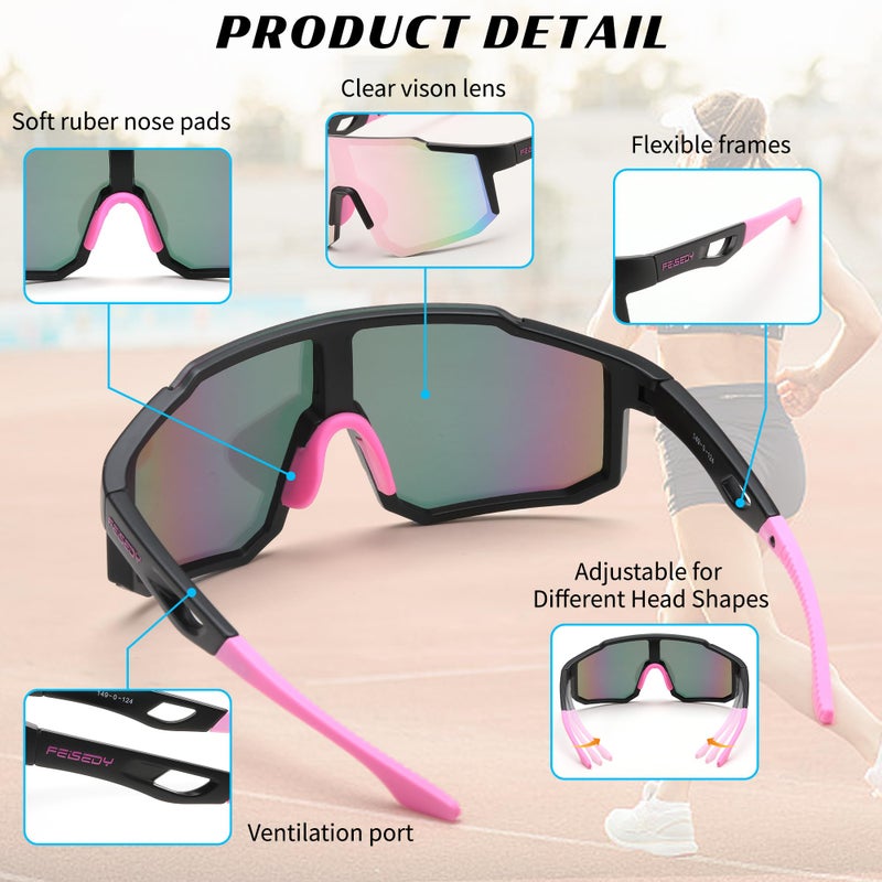 FEISEDY Sports Sunglasses Mens Women Baseball Biking Cycling Sunglasses for Teens UV400 Protection B2388 - Image 5